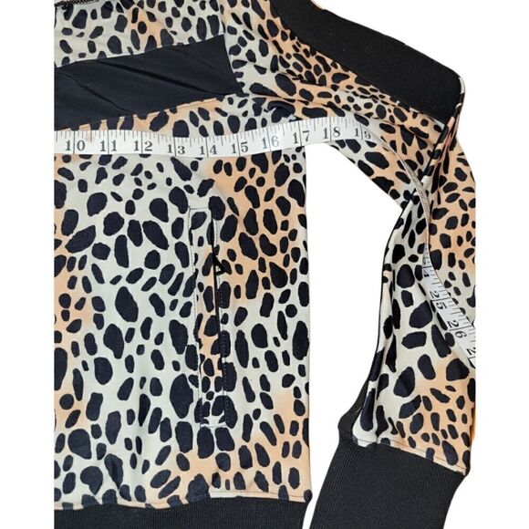 NWT Buddy Love VONN ELASTIC LONG SLEEVE ZIP UP Work Out Jacket CHEETAH Black S - Picture 9 of 12